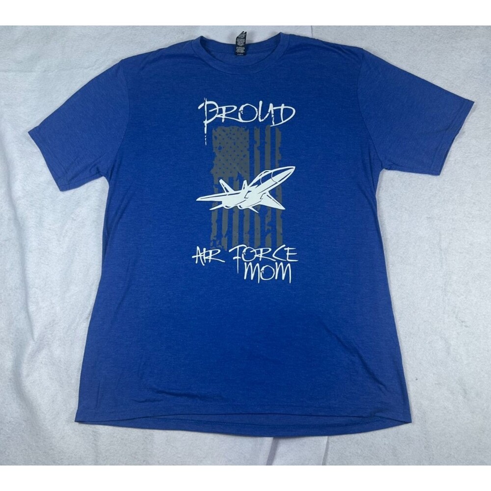 District Perfect Tri Proud Air Force Mom Blue Graphic T-Shirt XL Patriotic USA